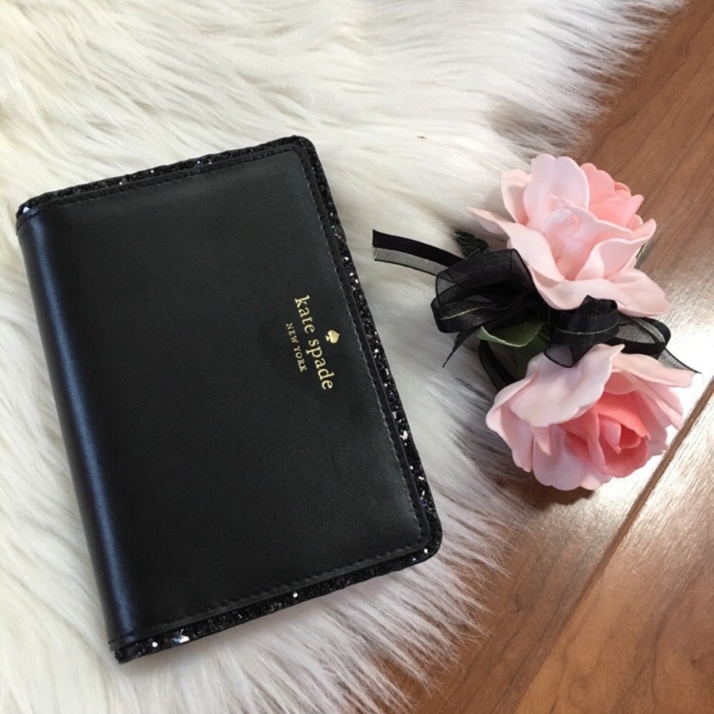 Kate spade black glitter tellie wallet